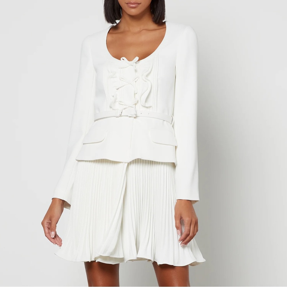 Self-Portrait belted crepe mini dress